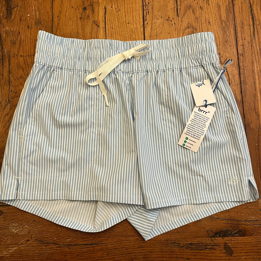 Southern Tide Women's Neeley Brrr Skip Stripe Performance Short Sky Blue XS - Picture 5 of 8